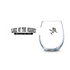 Lake of the Ozarks, Stemless Wine Glass, 15 oz. (black logo)