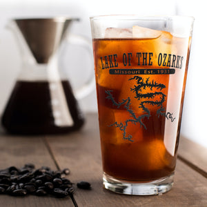 Lake of the Ozarks, Missouri, Est. 1931 (with lake, black) - 16 oz. pint glass