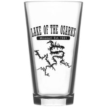 Load image into Gallery viewer, Lake of the Ozarks, Missouri, Est. 1931 (with lake, black) - 16 oz. pint glass
