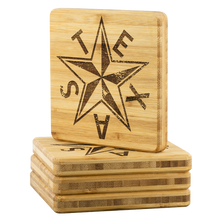 Load image into Gallery viewer, Star Coaster - de Zavala Star Beveled Distressed - Bamboo Coaster set
