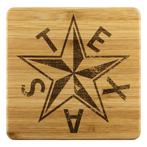 Star Coaster - de Zavala Star Beveled Distressed - Bamboo Coaster set