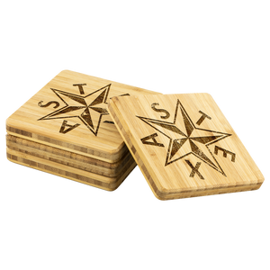 Star Coaster - de Zavala Star Beveled Distressed - Bamboo Coaster set